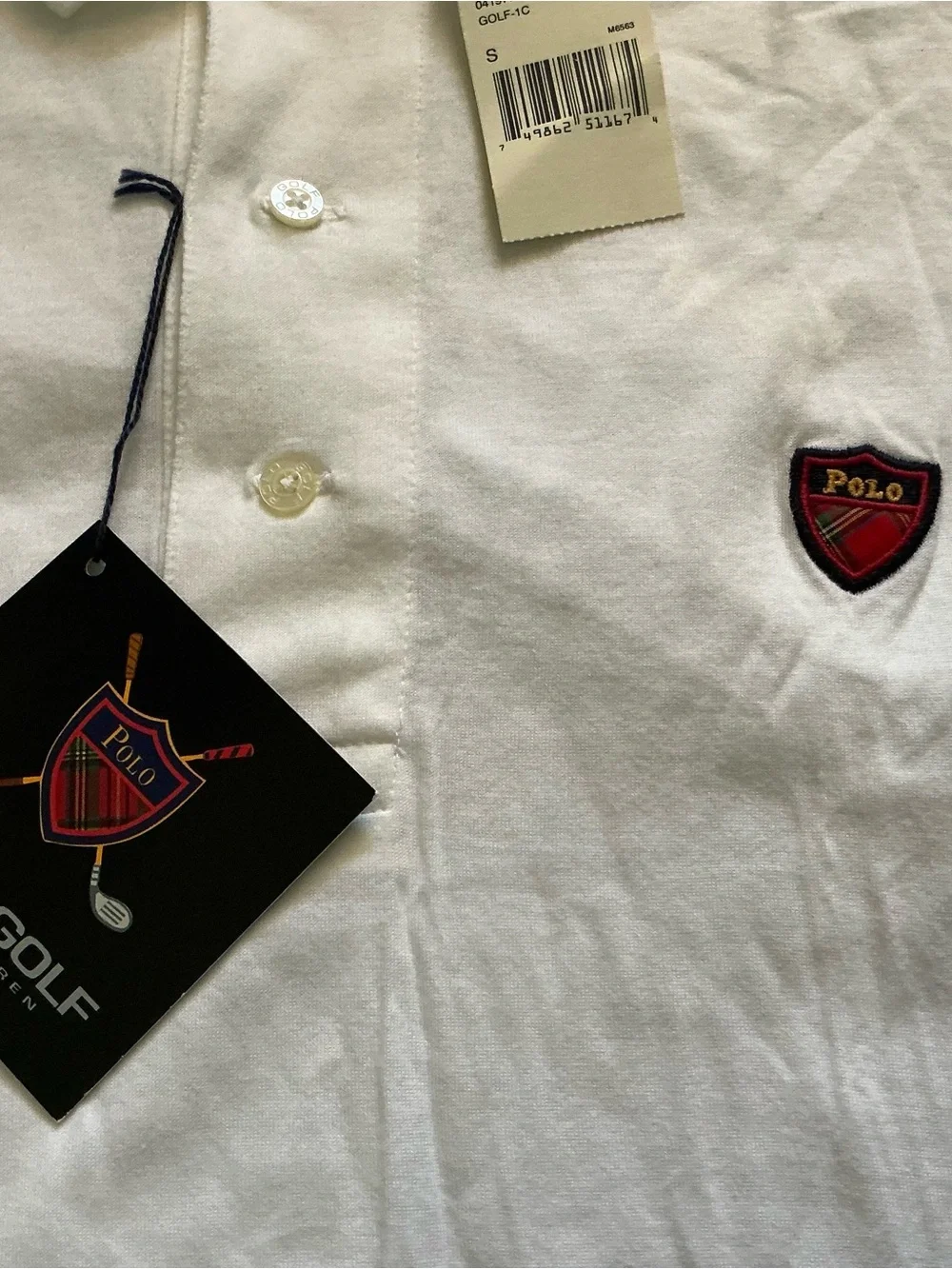 Vtg Polo golf Ralph Lauren polo shirt embroidered crest shield white size S